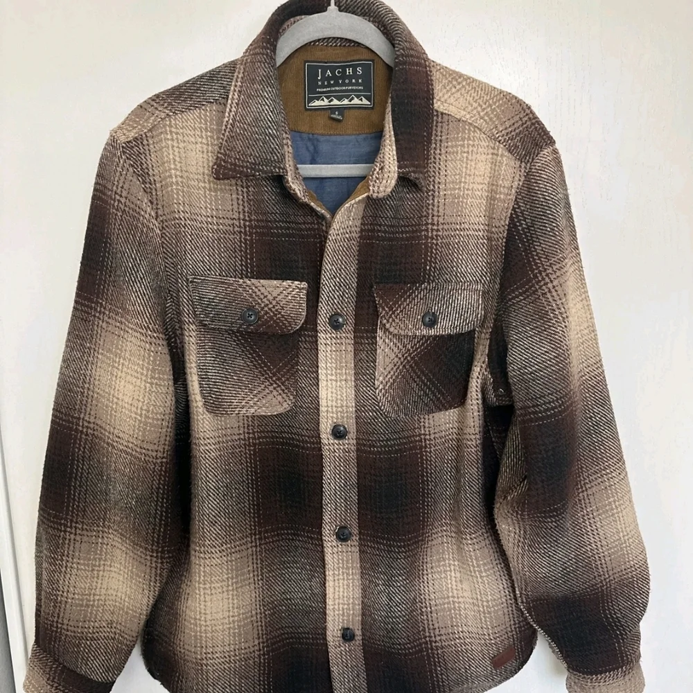 Jachs Men's Tan and Brown Plaid Shirt Jacket - Picture 5 of 13